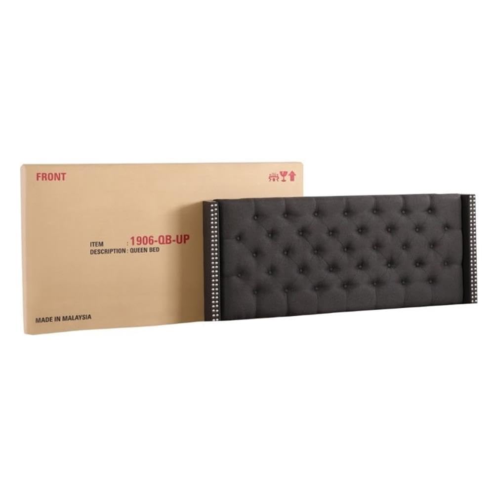 Glory Furniture Julie Fabric Upholstered Queen Size Bed Frame in Black - Modern Bedroom Furniture for Master Bedroom & Guest Room