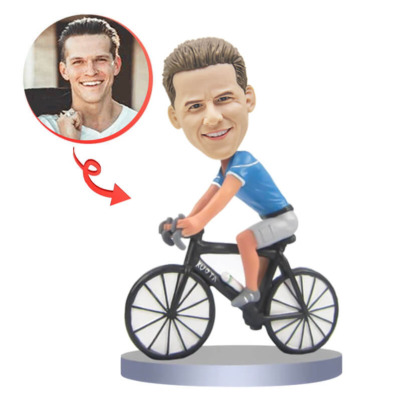 Custom Bicycle Bobblehead - Personalized Cycling Enthusiast Gift for Birthday, Anniversary & Office Decor | Unique Handmade Cycling Lover Present for Home, Desk & Bike Shop Display