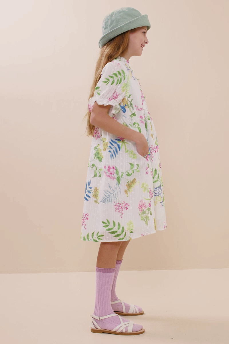 Embroidered Floral Button Down Dress for Women - Elegant Textured Botanical Print Dress for Spring & Summer - Perfect for Weddings, Parties & Office Wear