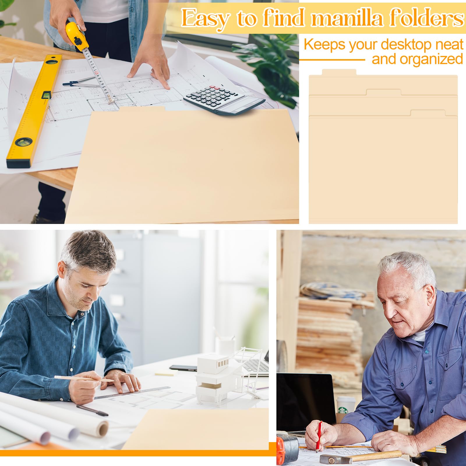 Janlaugh 90-Pack Heavy Duty 11x17 Manila File Folders - 1/3 Cut Tab Legal Size Hanging Folders with Reinforced Pockets for Office Filing Cabinet, Document Storage & Organization | Perfect for Law Firms, Schools & Home Offices