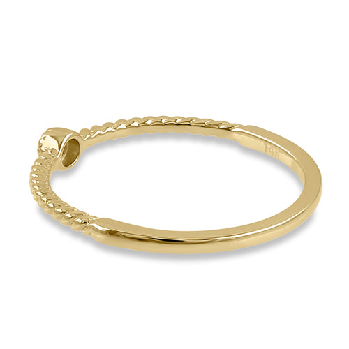 14K Solid Yellow Gold Thin Stackable Rope Diamond Ring for Women - Dainty Minimalist Wedding Band, Anniversary Gift, Everyday Jewelry for Stacking & Layering