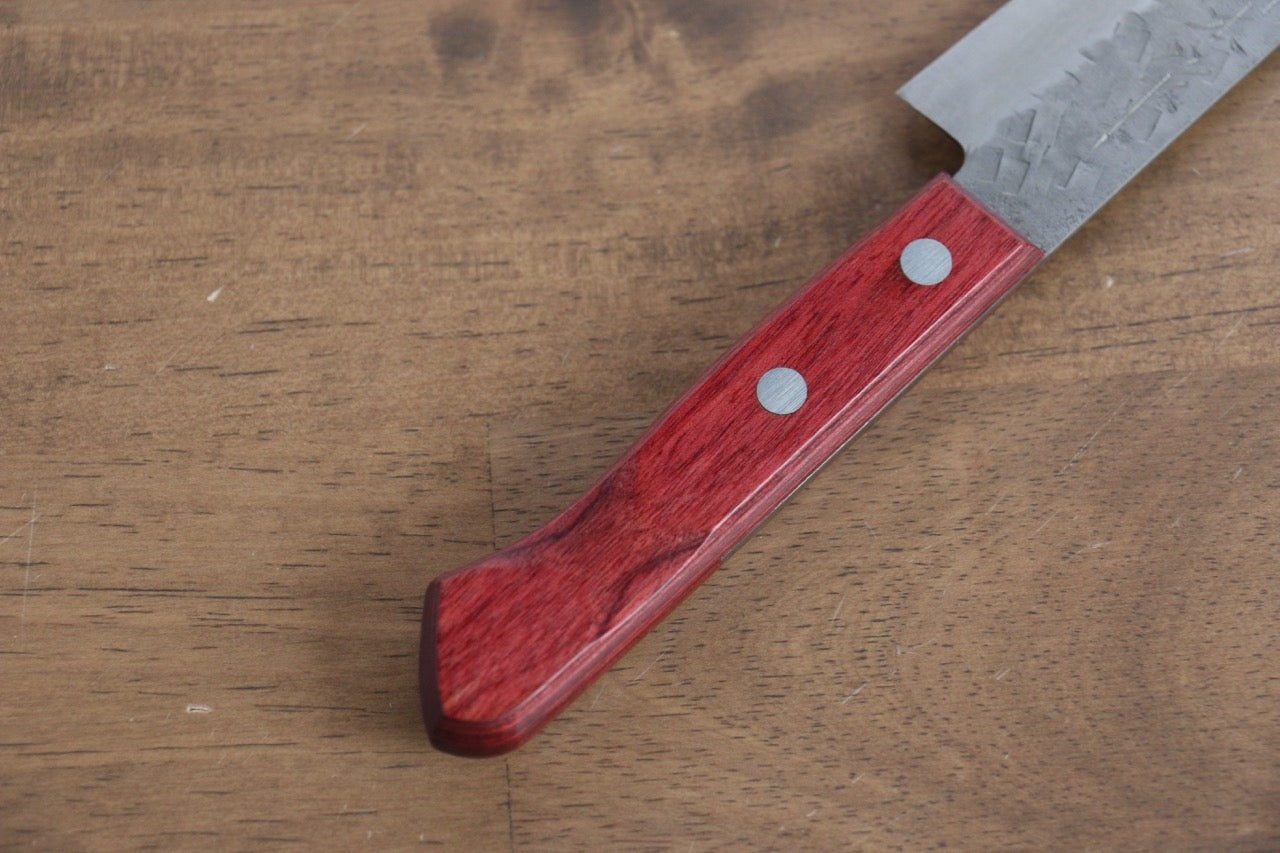 VG10 Hammered Damascus Nashiji Petty Utility Knife 160mm - Japanese Kitchen Knife with Red Pakka Wood Handle - Perfect for Slicing, Chopping & Precision Cutting Fruits, Vegetables & Boneless Meat