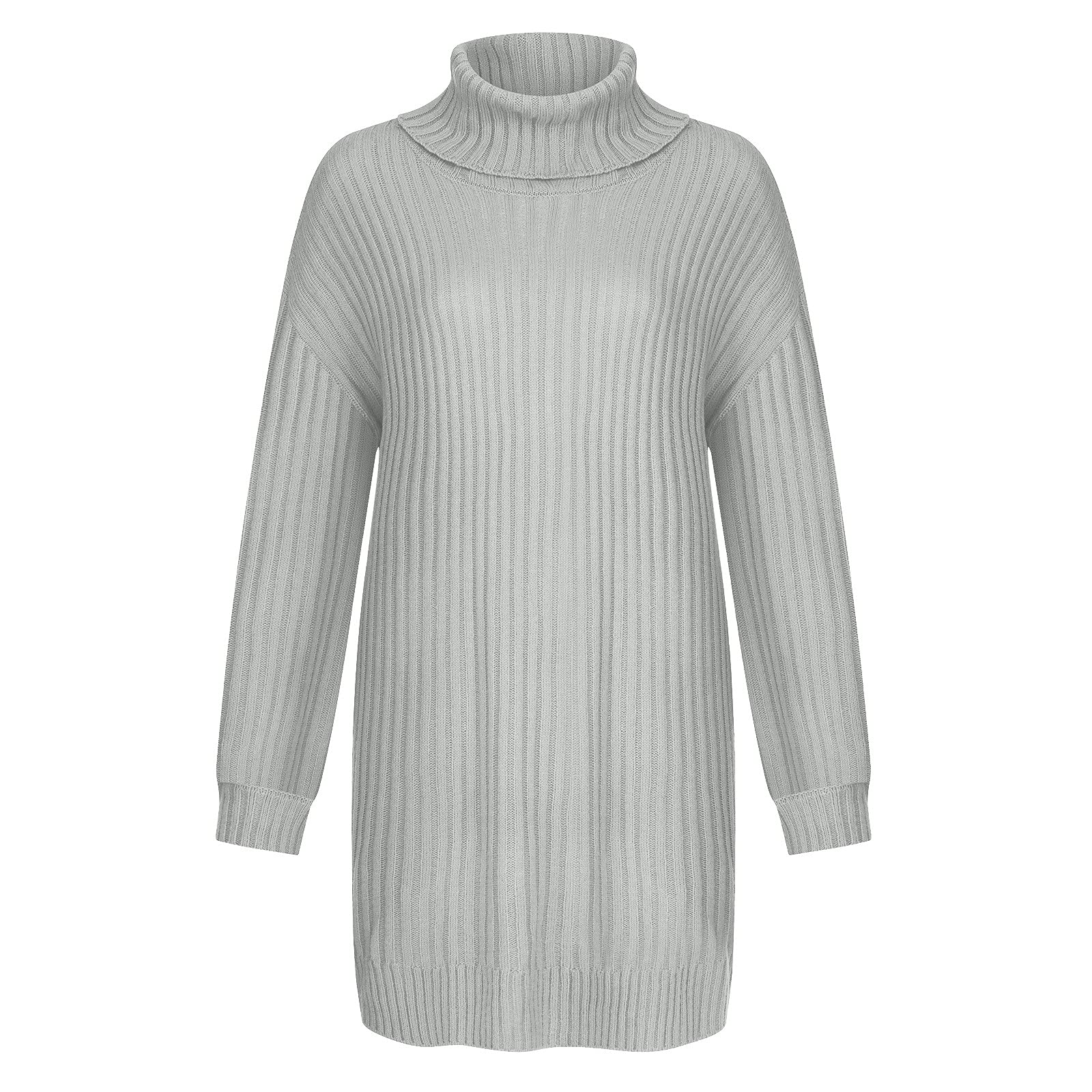 HUANKD Women's Long Sleeve Knit Sweater - Loose Fit Pullover Top, Mid-Length Pure Color Casual Shirt for Fall & Winter | Perfect for Office, Dating, and Everyday Wear