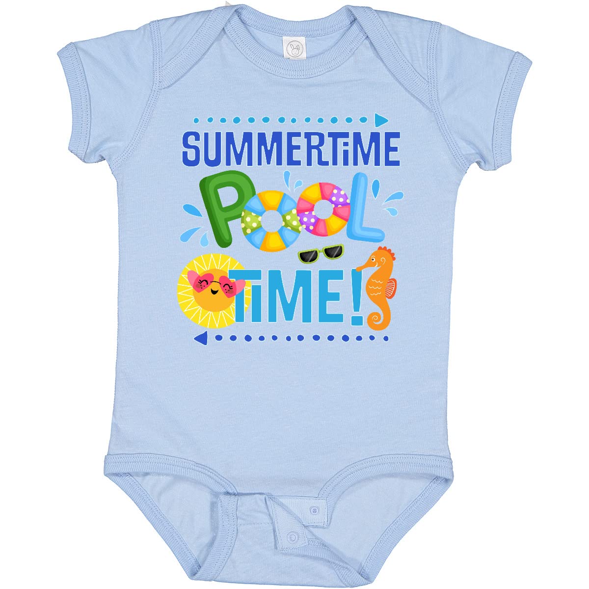 Inktastic Summer Vacation Pool Time Swimming Baby Bodysuit - Cute Swim Outfit for Infants & Toddlers - Perfect for Beach, Pool Parties & Family Vacations