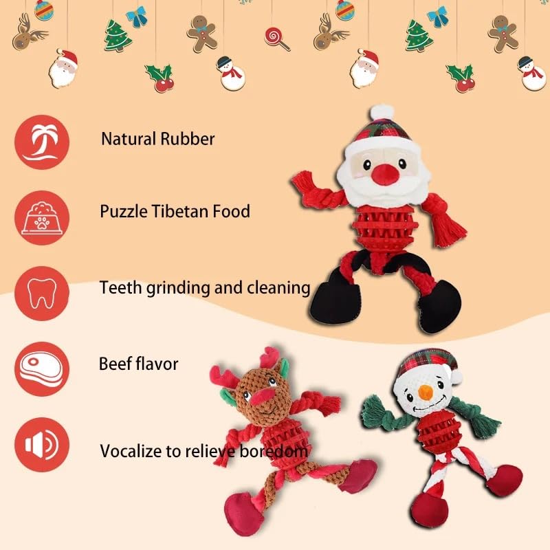 Premium Durable Snowman Dog Chew Toy for Medium & Large Breeds - Christmas Rope Toy with Plush & Rubber for Teeth Cleaning, Interactive Play - Perfect for Holiday Gifting & Indoor/Outdoor Playtime