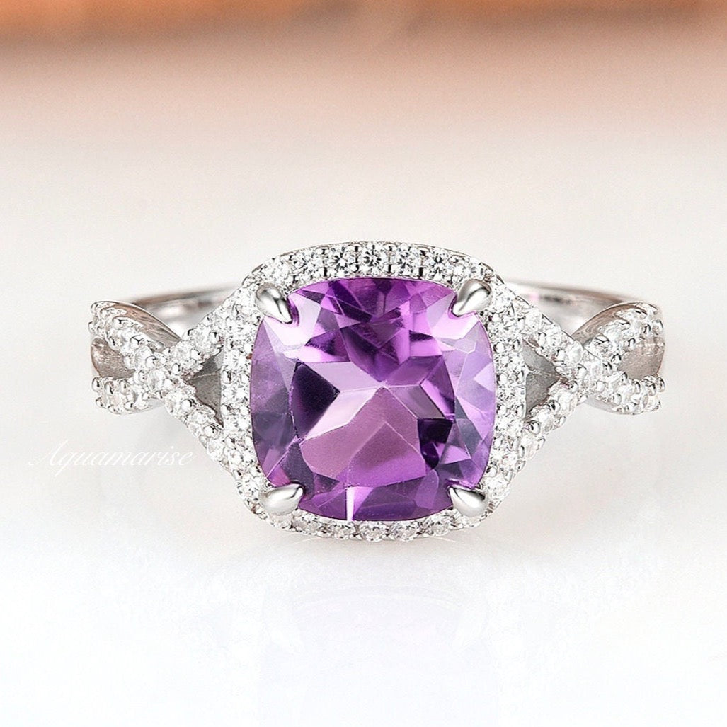 Flair Amethyst Ring - Sterling Silver Jewelry for Women | Elegant Purple Gemstone Ring for Everyday Wear & Special Occasions