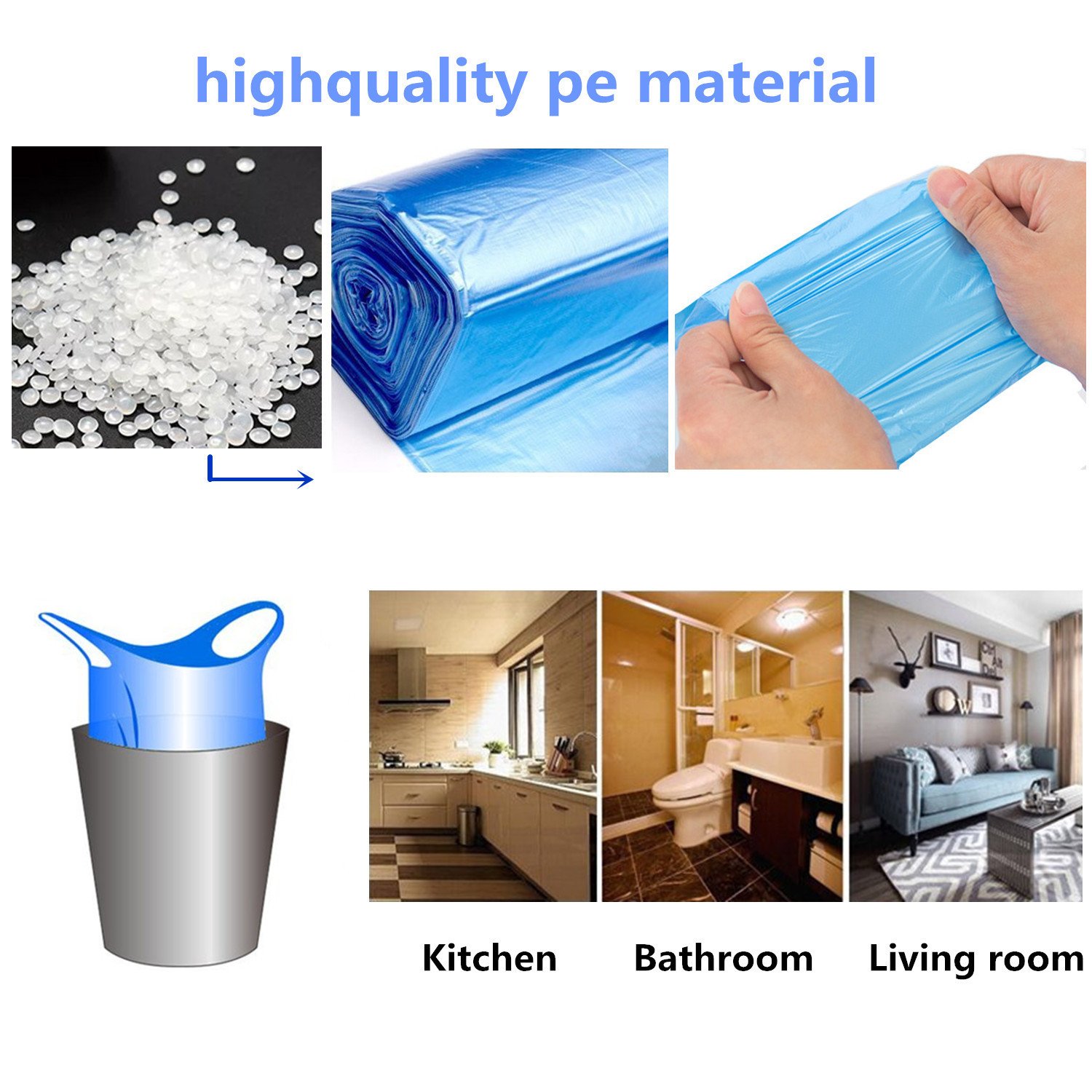 4 Gallon Handle Tie Trash Bags - 100 Count Small Garbage Bags for Office, Kitchen & Bedroom | Strong Colorful Waste Bin Liners | Perfect for Home, Office & Travel Use