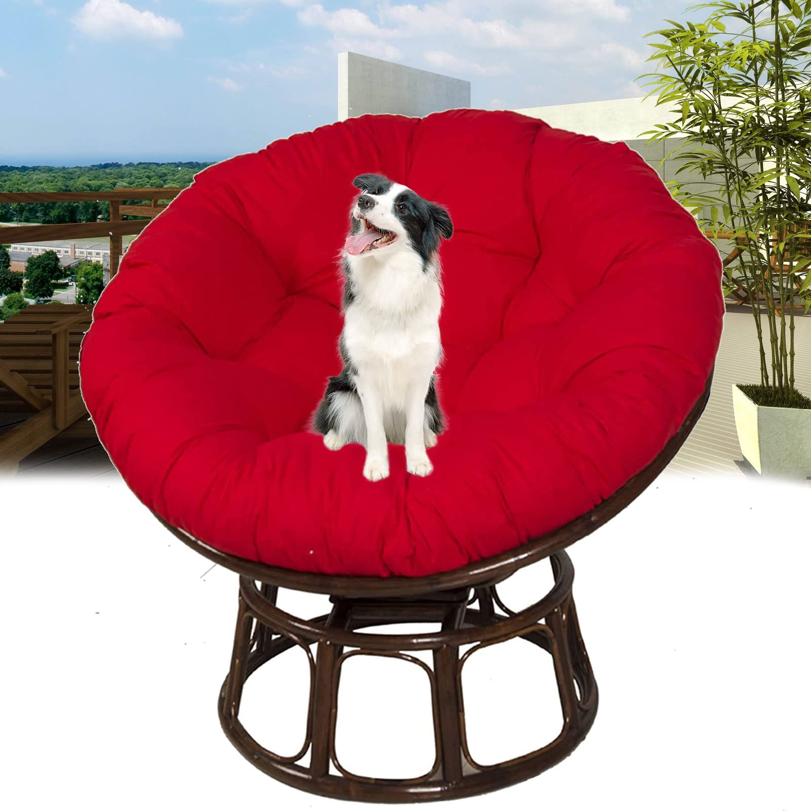 Waterproof Papasan Chair Cushion - Thick Overstuffed Seat Pad for Indoor & Outdoor Use - Comfortable Hammock Swing & Lounge Chair Cushion - Perfect for Patio, Garden, Living Room and Relaxation Spaces