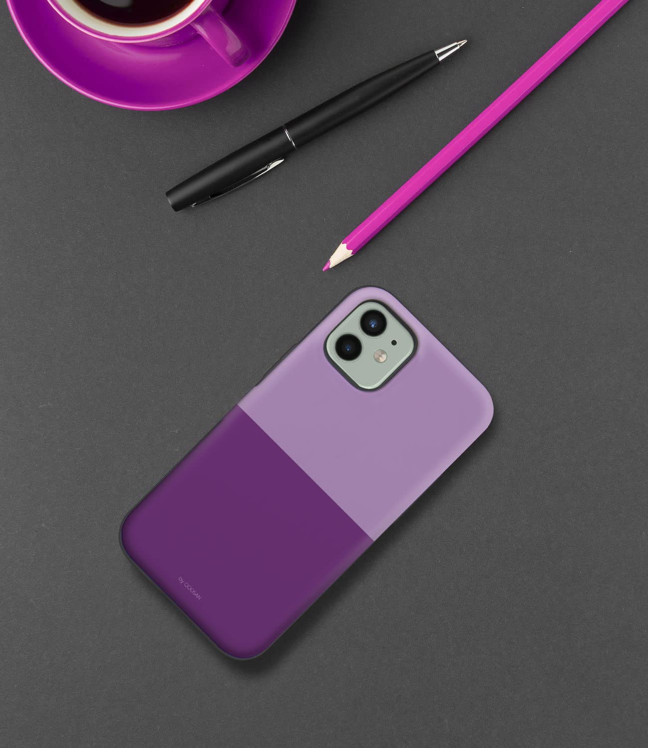 Qoosan Slim Protective iPhone 12 Mini Case with Built-in Card Holder & Mirror - Wallet Phone Cover for iPhone 12 Mini 5.4 Inch (Purple) - Perfect for Everyday Use, Travel & Hands-Free Convenience