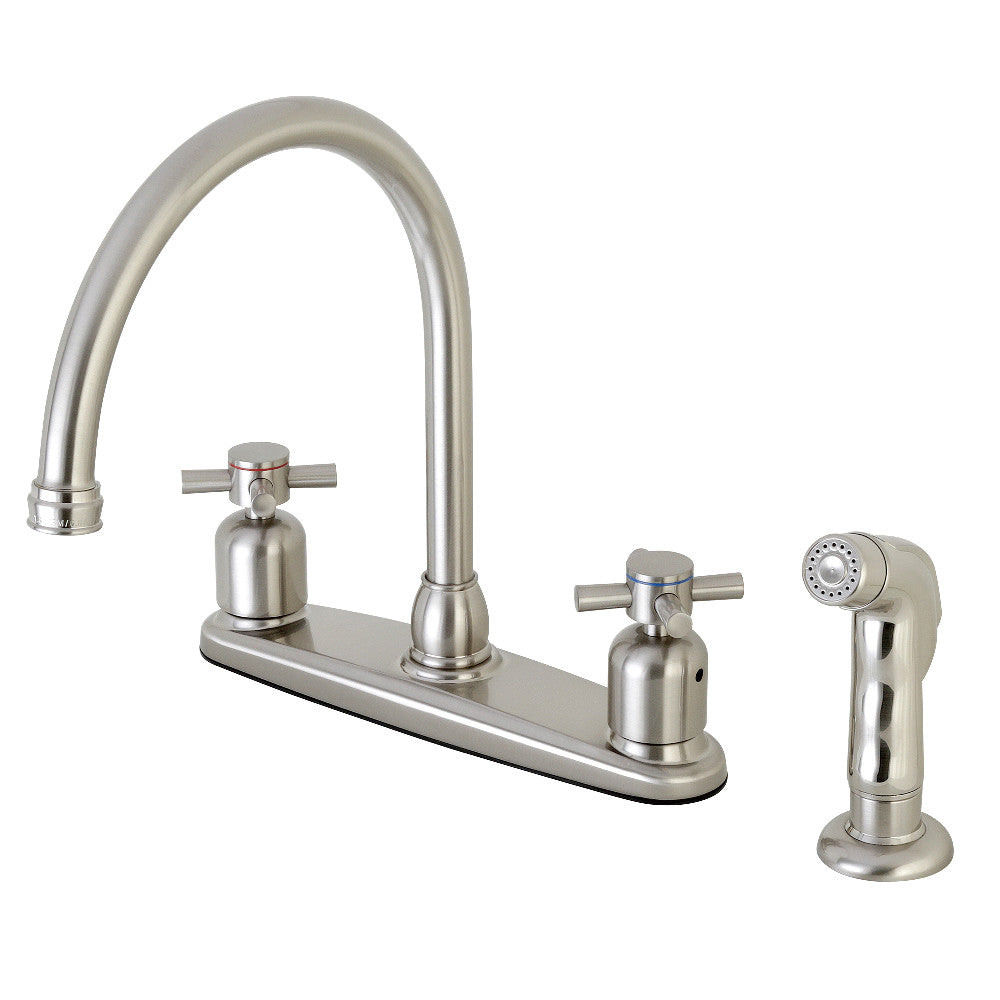 Kingston Brass FB791DXSP Concord 8 Inch Centerset Kitchen Faucet with Pull Down Sprayer - Perfect for Modern Kitchens and Easy Dishwashing