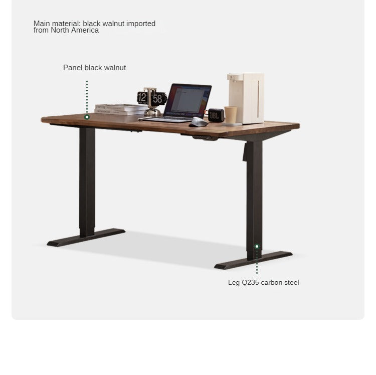 Black Walnut Solid Wood Electric Standing Desk - Adjustable Height Office Desk for Home & Workspace - Perfect for Remote Work, Gaming, and Ergonomic Comfort