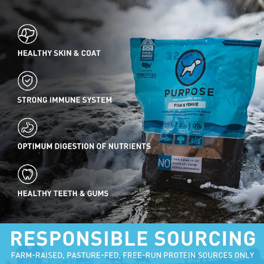 Premium Freeze-Dried Single Protein Dog Food with Fish & Veggies – Grain-Free, High-Protein for Sensitive Stomachs – Perfect for Travel, Training & Outdoor Adventures