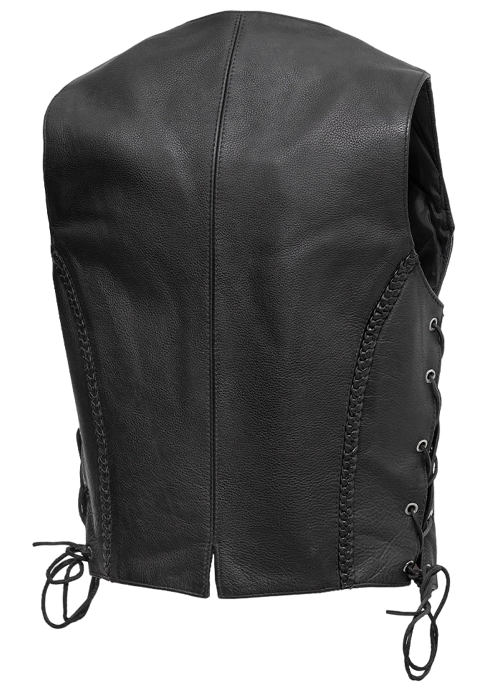 First Mfg Co Trinity Women's Black Leather Motorcycle Vest - Stylish Biker Jacket for Riding & Casual Wear