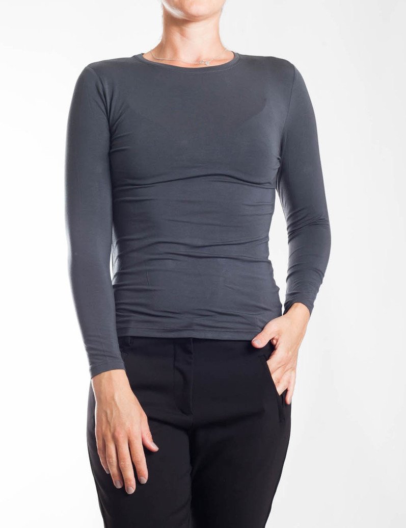 Tani Women's High Neck Long Sleeve Micromodal T-Shirt - Soft Stretchy Comfort Top for Yoga, Workout & Casual Wear