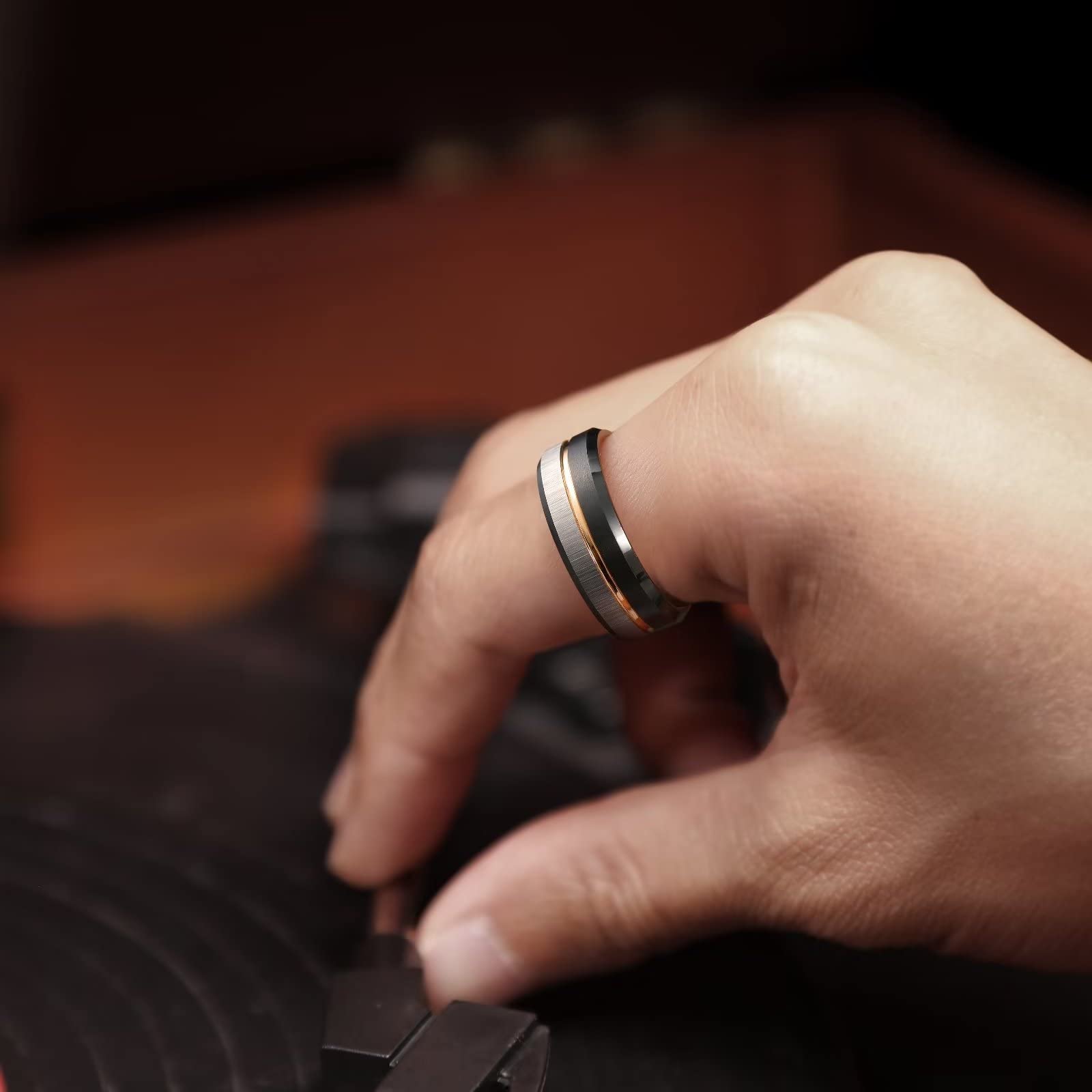 King Will LOOP Men's & Women's Tungsten Carbide Wedding Band Ring - 6mm/8mm Comfort Fit in Black, Silver, Blue & Brushed Gold - Durable & Scratch Resistant for Everyday Wear, Anniversary Gifts & Couple Rings