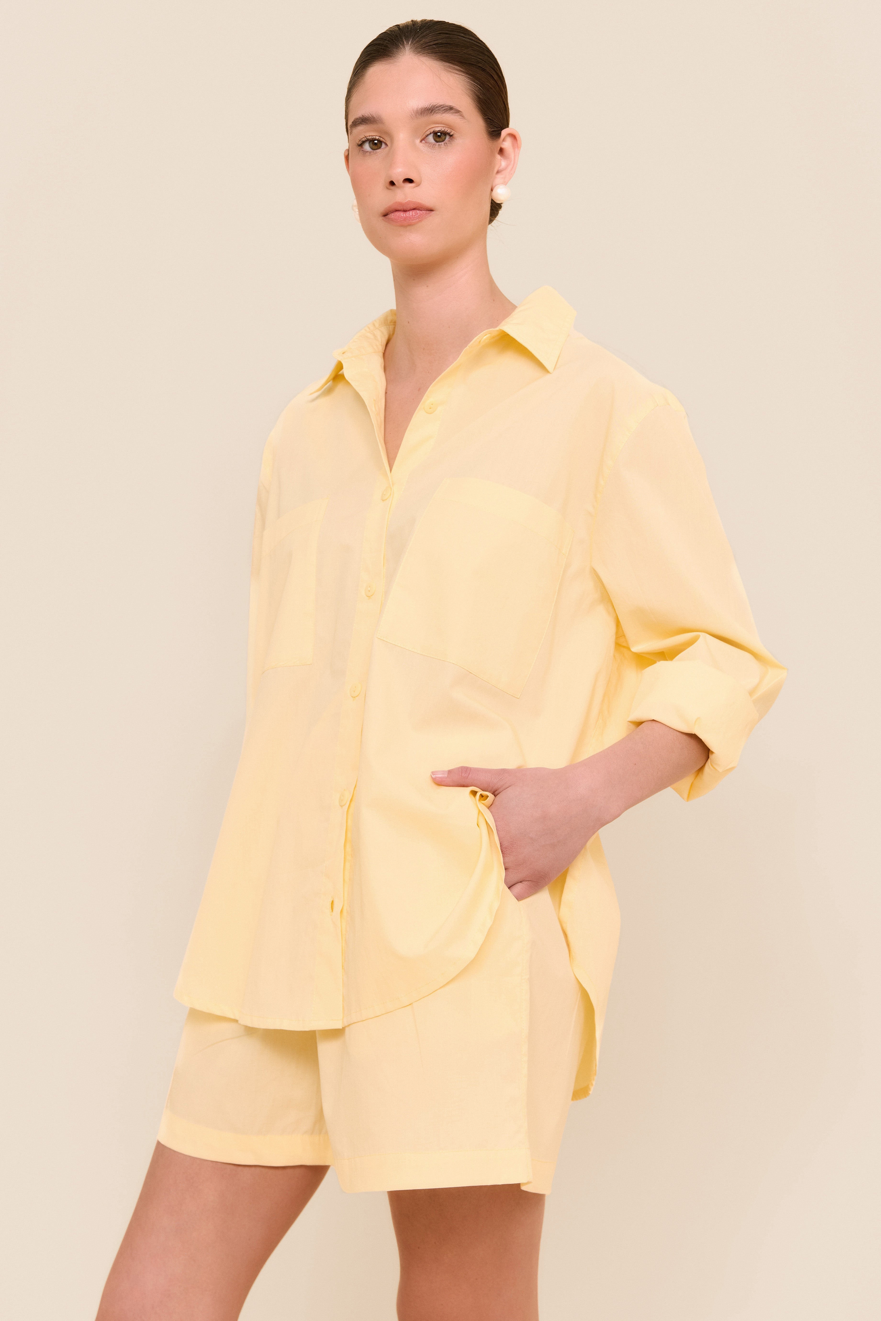 Stevie Lounge Set - Soft Cotton Pajamas for Women | Cozy Buttercup Yellow Loungewear for Relaxing at Home & Sleep