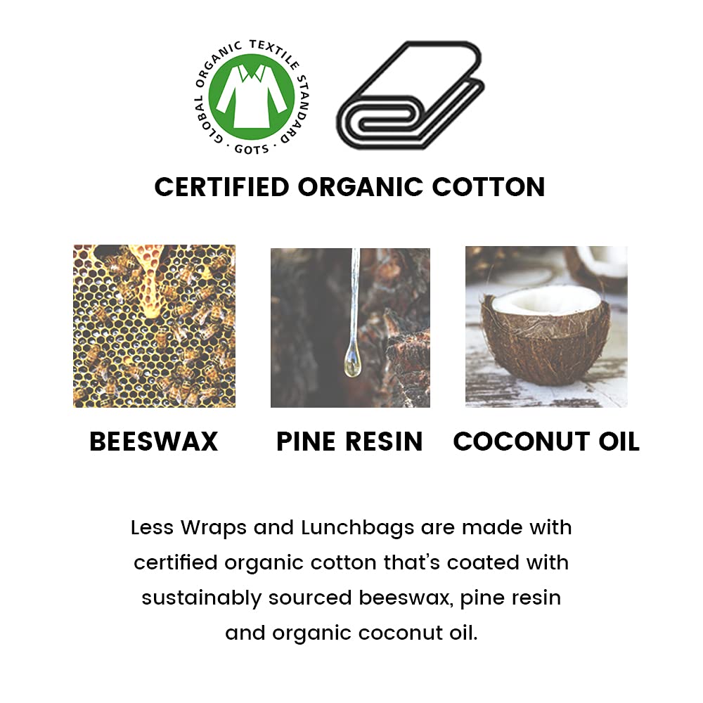 Eco-Friendly Reusable Beeswax Food Wraps 3-Pack (S/M/L) - Plastic Wrap Alternative, Compostable & Sustainable, Striped Pattern - Perfect for Sandwiches, Fruits & Food Storage