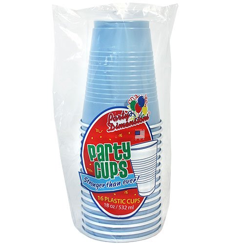 18oz Light Blue Plastic Party Cups - Pack of 16 | Durable Disposable Cups for Parties, BBQs, Picnics & Outdoor Events | BPA-Free Drinking Cups for Beer, Soda & Cocktails