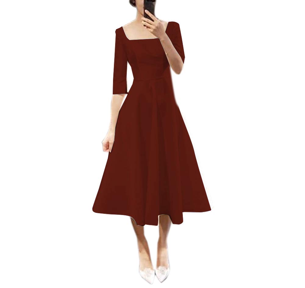 Elegant Satin Mother of The Bride Dresses | Tea-Length Homecoming & Bridesmaid Dresses with Sleeves | Affordable Formal Occasion Gowns for Weddings, Parties & Special Events