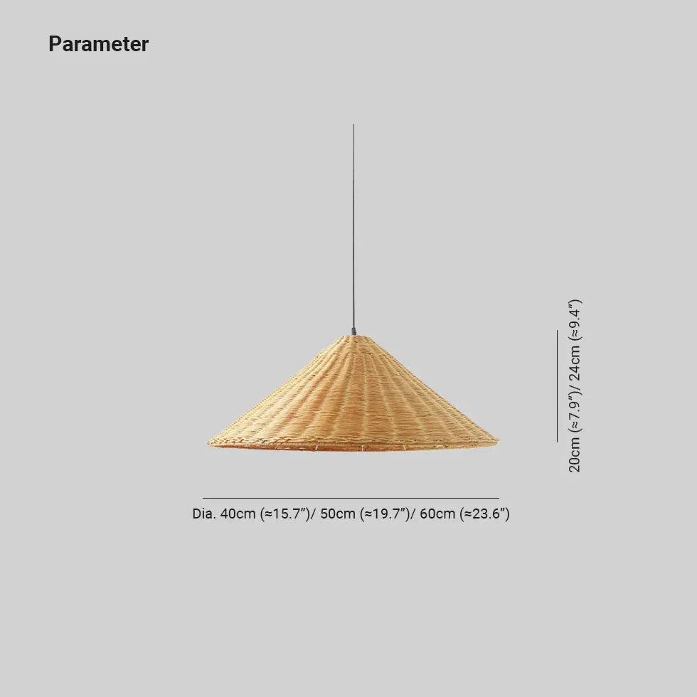 Handwoven Rattan Cone Pendant Light - Natural Boho Chandelier for Dining Room, Kitchen Island, or Bedroom Decor