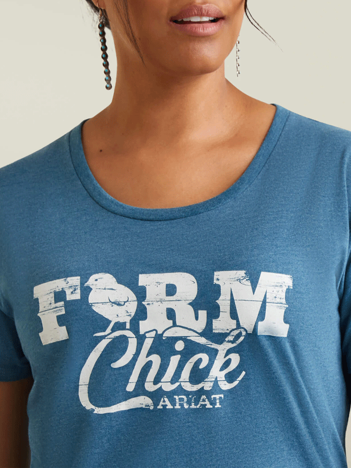 Ariat Women's Farm Life T-Shirt - Steel Blue Heather | Comfortable Casual Wear for Farming, Riding & Outdoor Activities