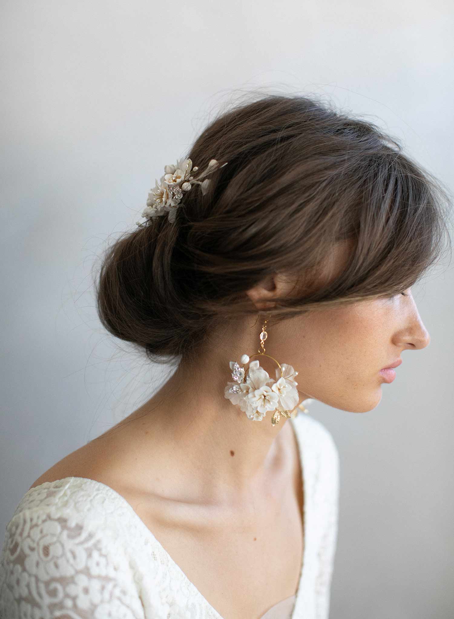 Creamy Blossom & Silk Flower Earrings - Style #951 | Elegant Floral Dangle Earrings for Women, Weddings, Parties & Special Occasions