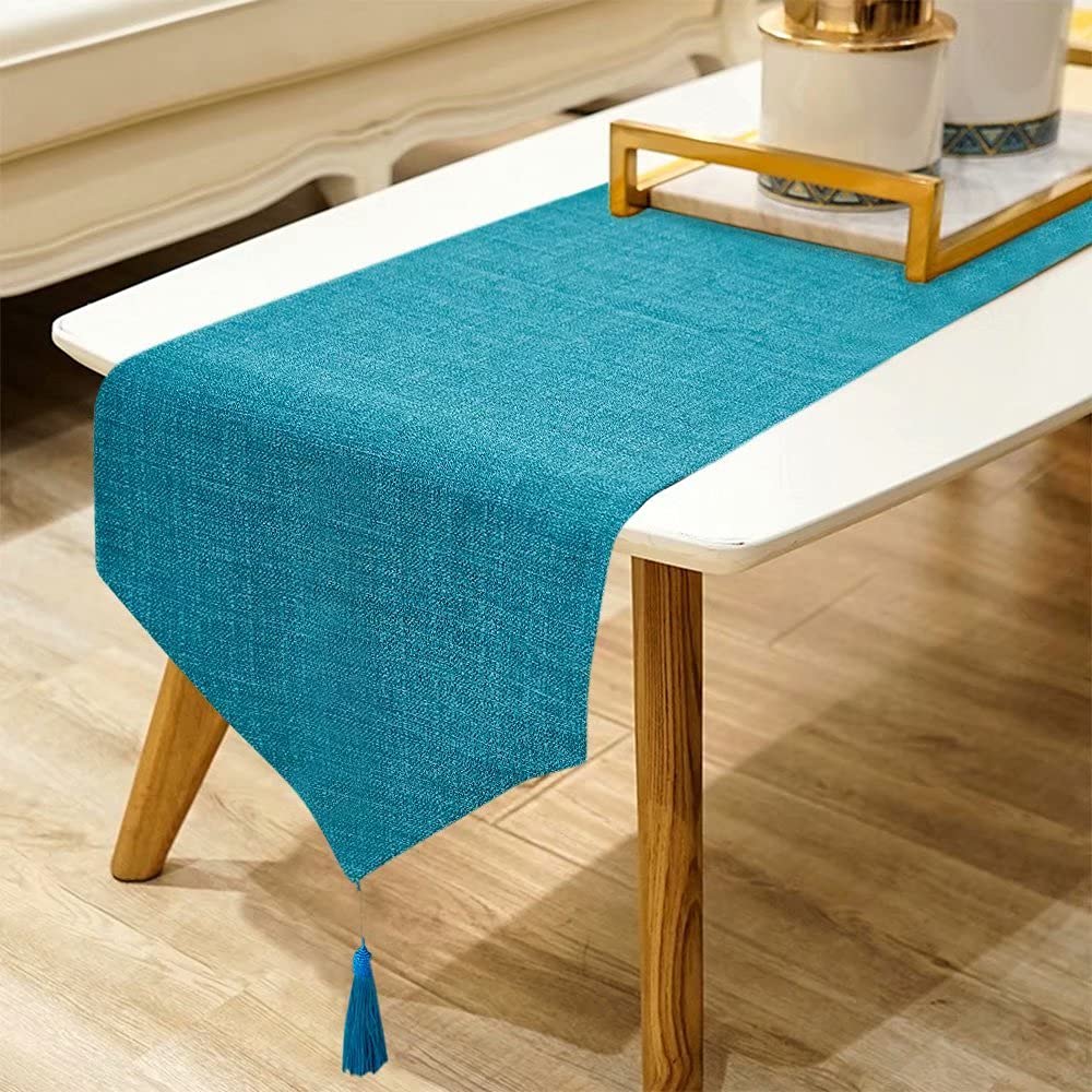 WAITER TREE Linen Table Runner - Washable Farmhouse Decor with Tassels for Dining Table, Coffee Table, Dresser | Perfect for Home, Bedroom, Party & Holiday Decorations