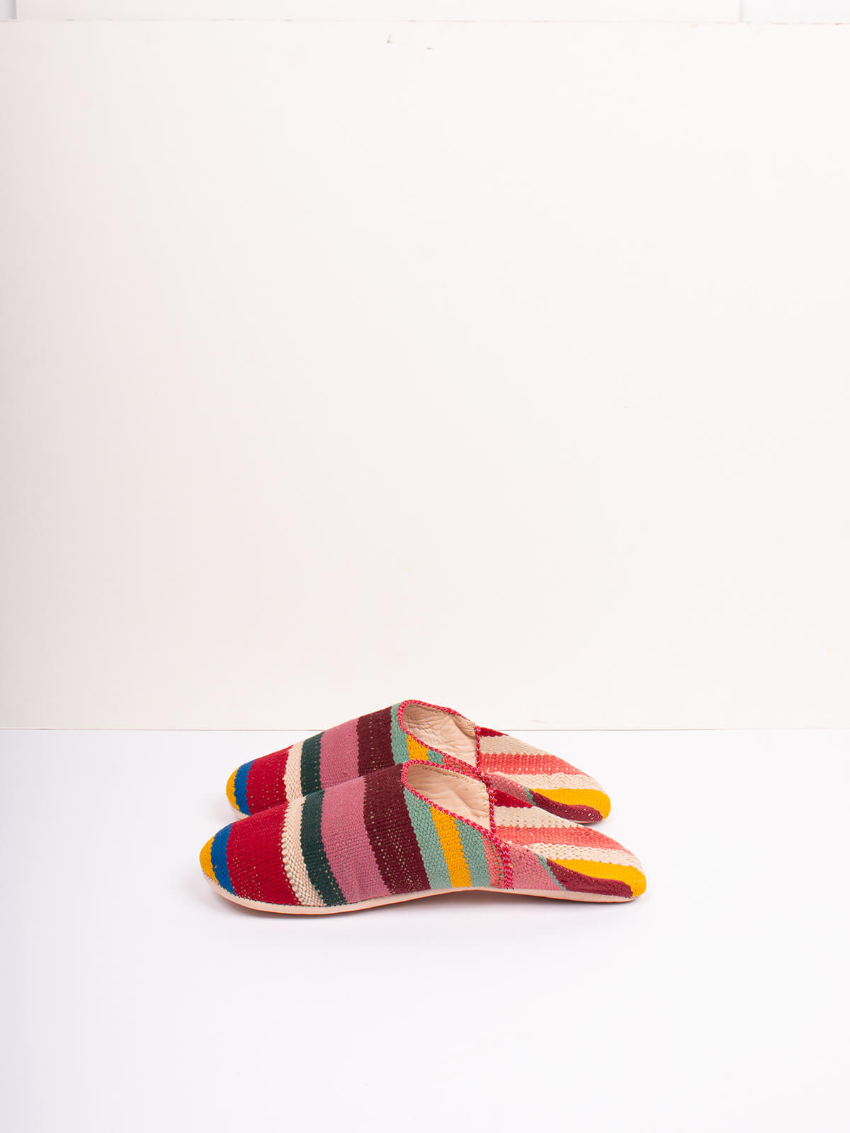Moroccan Boujad Basic Babouche Slippers - Handmade Leather House Shoes for Men & Women | Comfortable Carnival Stripe Design | Perfect for Home, Lounge & Cultural Events