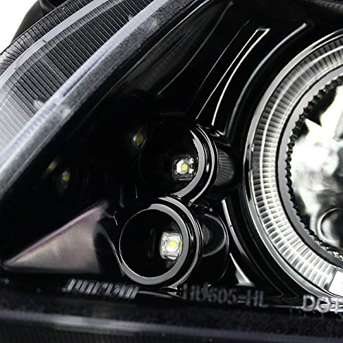 Black Bezel LED Halo Projector Headlights for 2005-2010 Scion tC - High Performance Car Lighting for Night Driving & Custom Style Upgrade