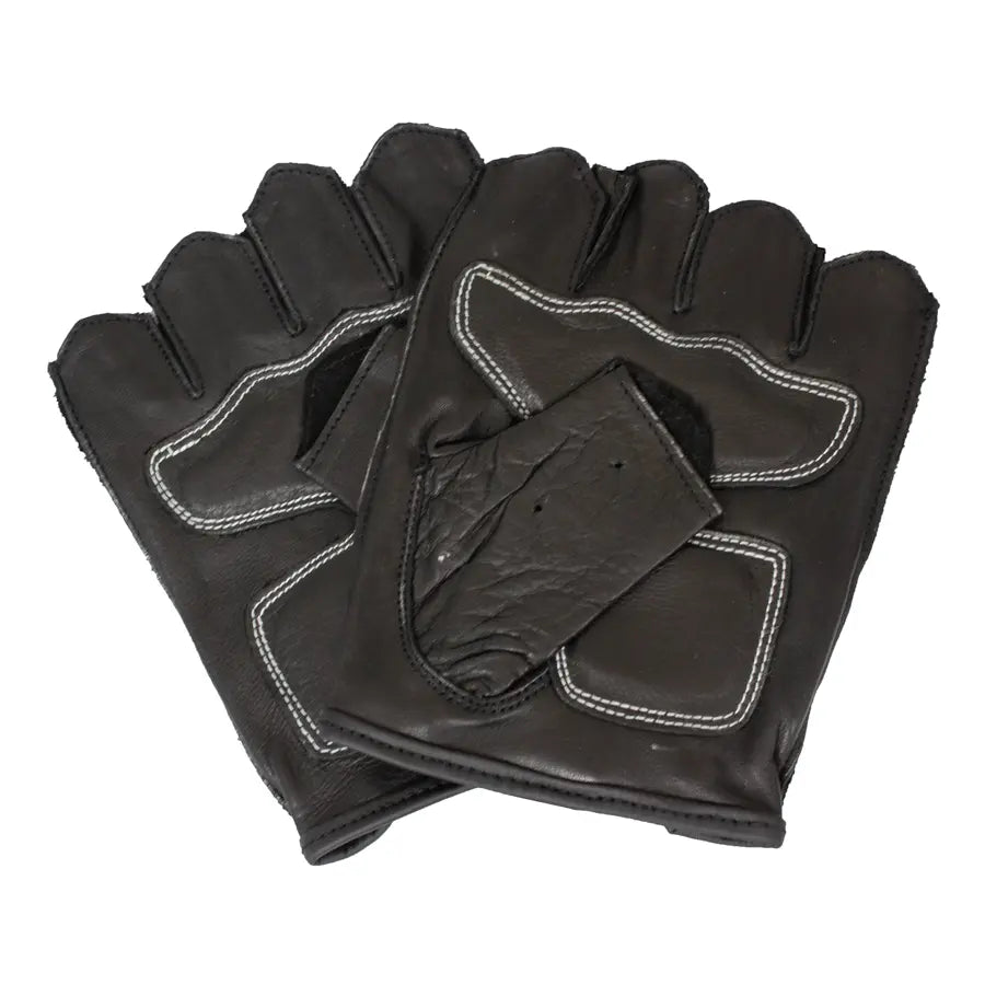 Open Road Men's Fingerless Leather Gloves - Biker & Motorcycle Riding Gloves for Cold Weather & Outdoor Activities