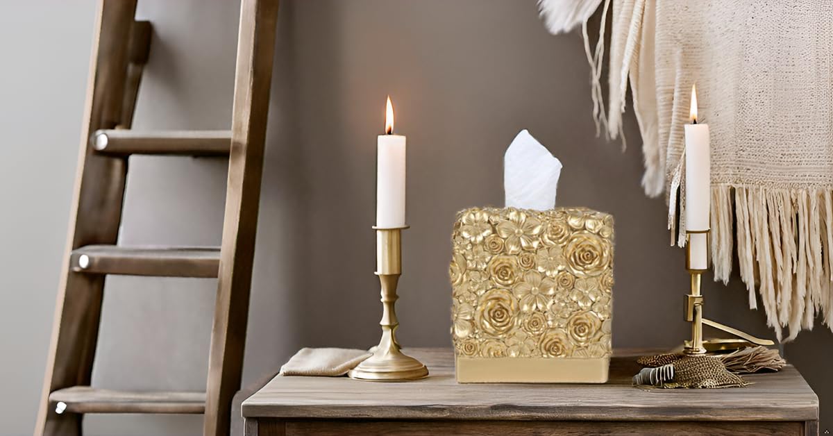 Hymmah Modern Square Tissue Box Cover Holder - Stylish Bathroom Vanity & Countertop Decor - Unique Design for Bedroom, Living Room & Home Accessories - Perfect for Home, Office & Hotel Decor