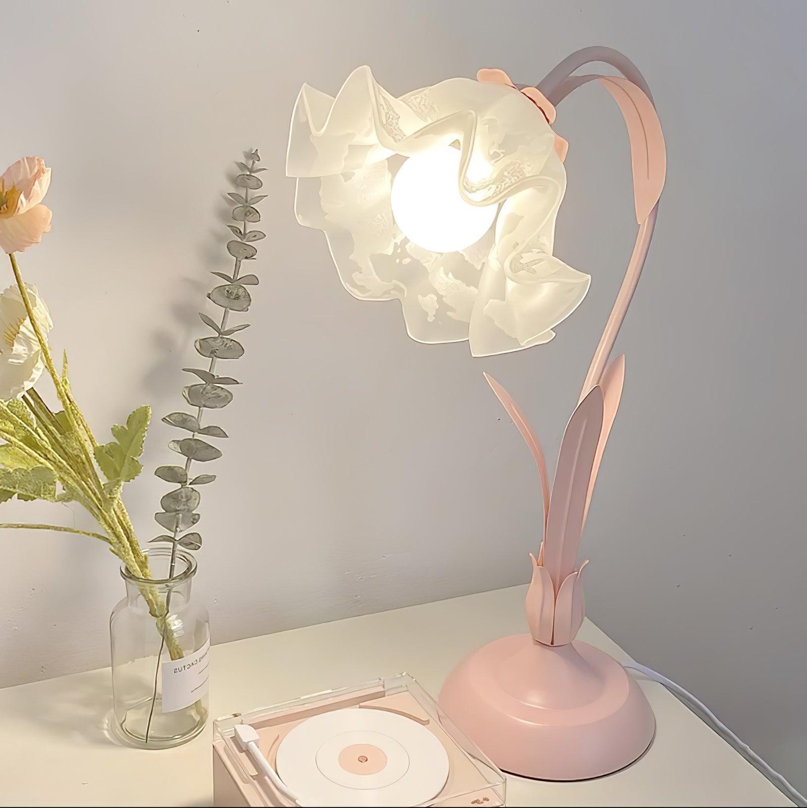 Lily of the Valley Table Lamp - Elegant Floral Nightstand Light for Bedroom, Living Room & Office Decor - Perfect for Reading, Relaxing & Creating Cozy Atmosphere
