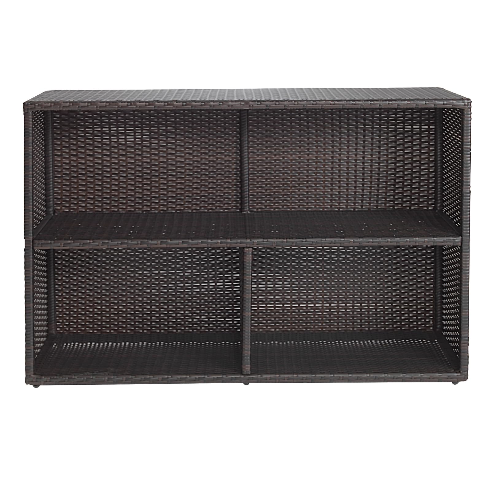 Excellerations Indoor/Outdoor Wicker-Look Storage Shelf with 3 Cubbies - Durable Preschool & Classroom Furniture for Toys, Books & Supplies - Perfect for Daycare, Playroom & Home Organization