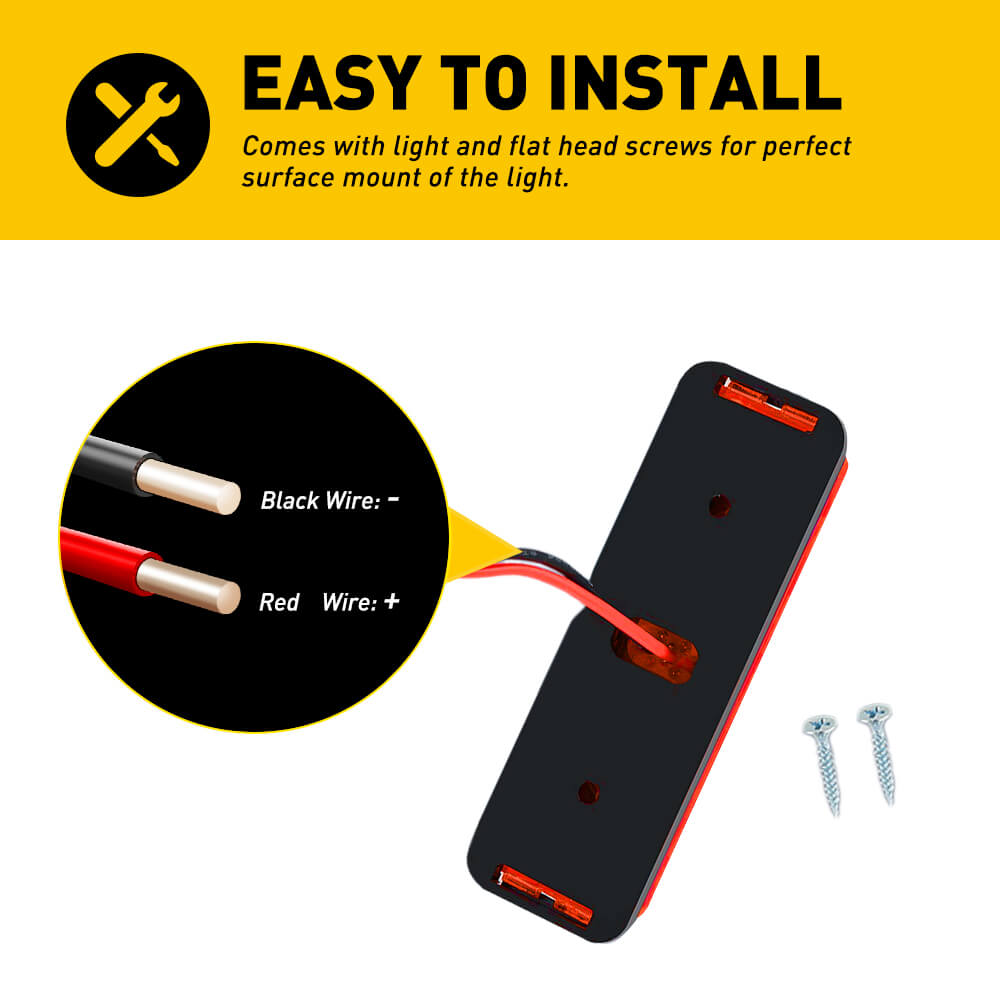 4 Inch 3 LED Front & Rear Side Marker Lights for 12V Trucks, Trailers, RVs - 4 Pack - Waterproof & Durable for Night Driving & Safety Visibility