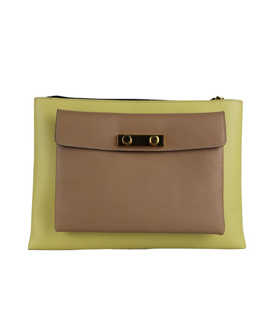 MARNI Leather Crossbody Bag in Yellow & Powder Pink | Stylish Women's Handbag for Everyday Use, Parties & Travel