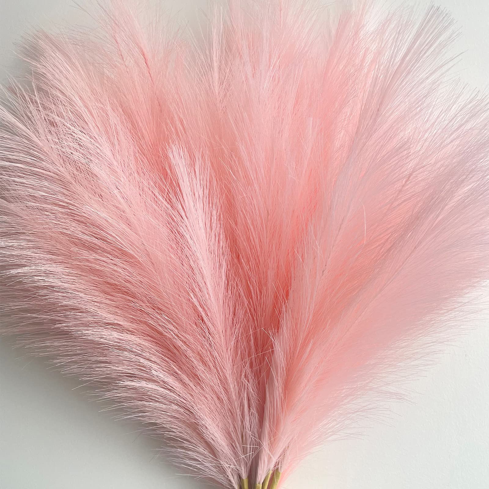24 Inch Pink Faux Pampas Grass Decor - 7 Fluffy Stems for Vase Filler | Boho Wedding Flowers, Home & Office Table Decor | Perfect for Centerpieces, Wedding Aisle Decor, and Farmhouse Style Interior Design