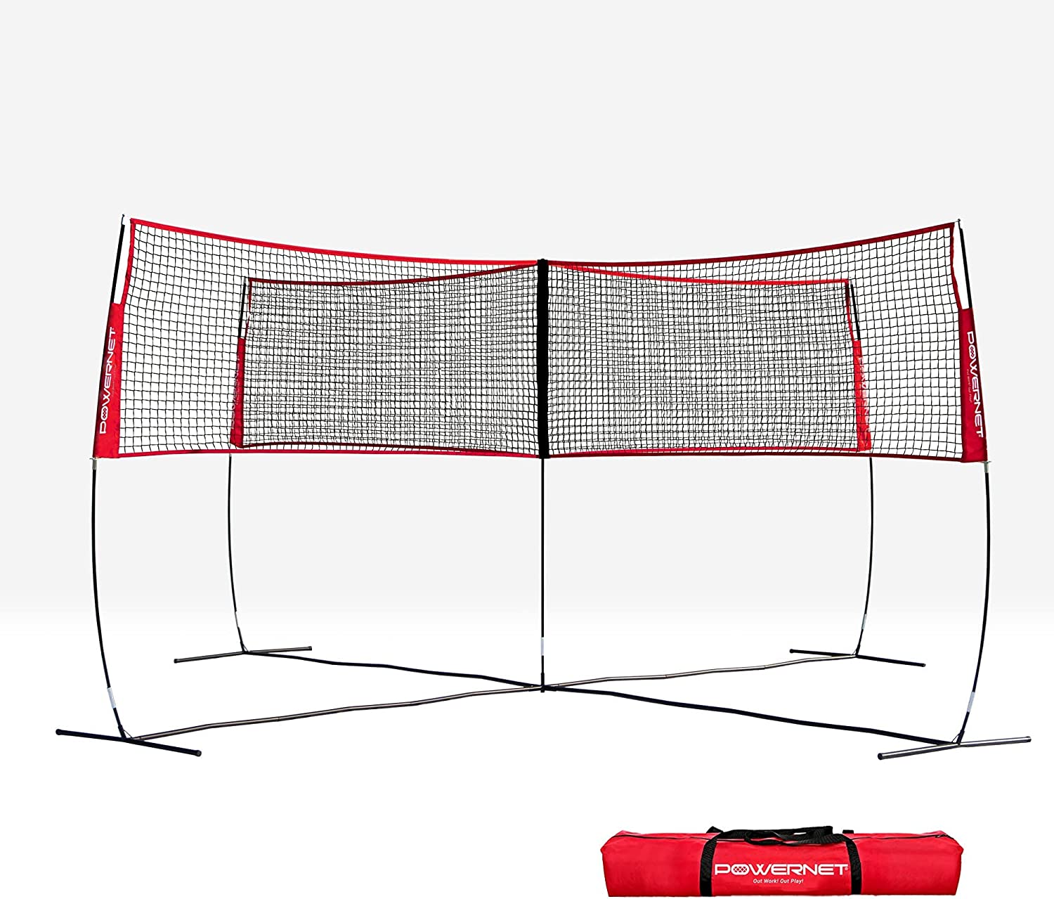 PowerNet Four Square Volleyball Net Standalone Unit - Portable Outdoor Volleyball Net System for Backyard, Beach, Park & Camping Games - Perfect for Family Fun & Sports Training