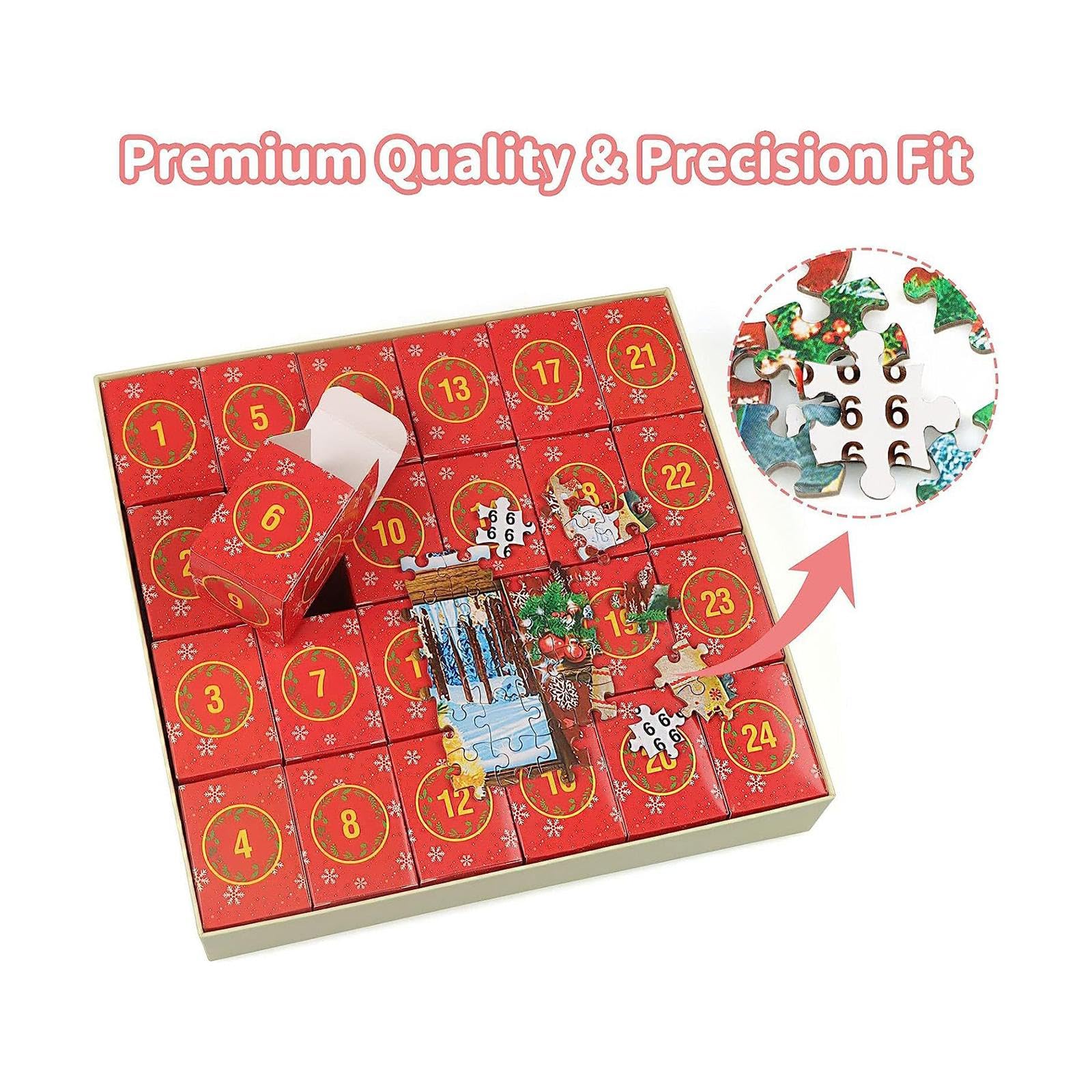 MYADDICTION Christmas Puzzle Advent Calendar - 24 Days Holiday Jigsaw Puzzle Set for Kids & Family - Fun Christmas Countdown Activity for Home Decor & Family Game Night