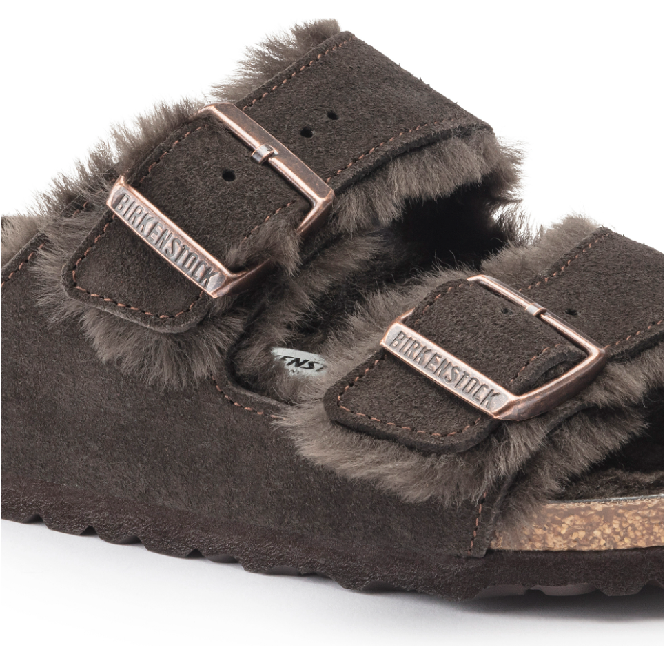 Birkenstock Arizona Shearling Suede Leather Slippers for Women & Men - Comfortable Mocha Brown House Shoes for Indoor & Outdoor Wear