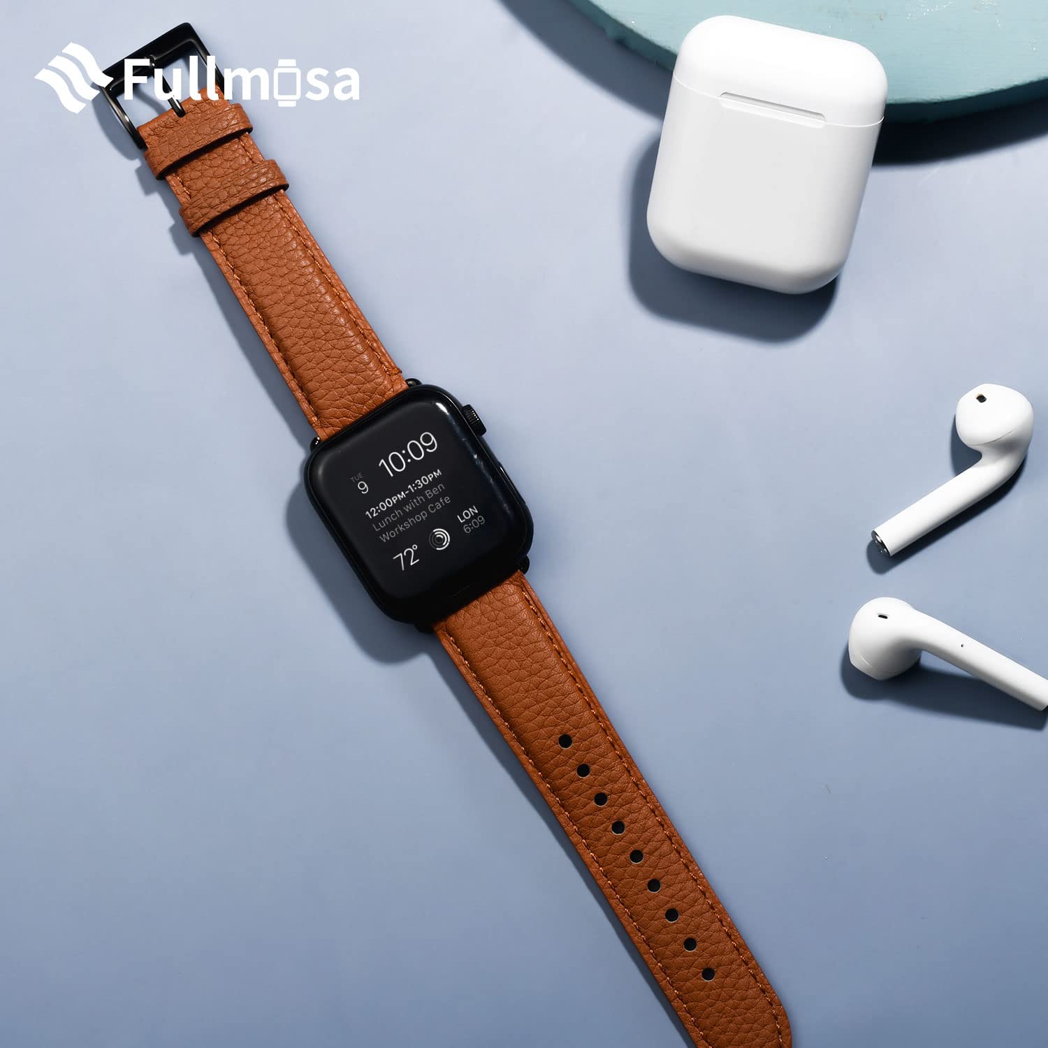 Fullmosa Genuine Leather Apple Watch Bands Compatible with Series 9/8/7/6/5/4/3/2/1/SE/Ultra 2 (38mm 40mm 41mm 42mm 44mm 45mm 49mm) - Stylish iWatch Strap with Protective Case for Women - Perfect for Work, Dating & Formal Occasions