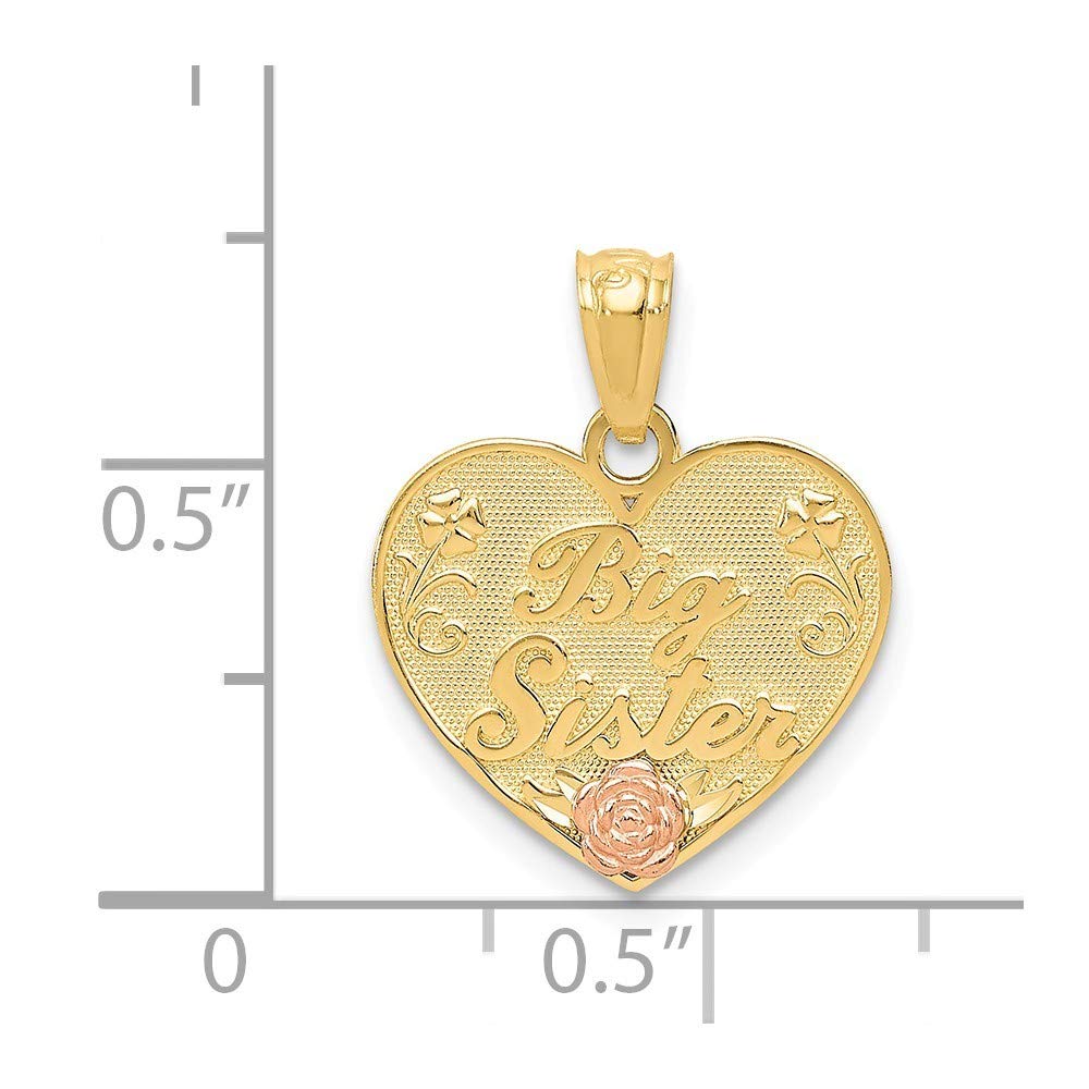 14K Two-Tone Gold Big Sister Heart Pendant Necklace - Roy Rose Jewelry | Elegant Gift for Sister, Birthday, Anniversary | Perfect for Everyday Wear & Special Occasions