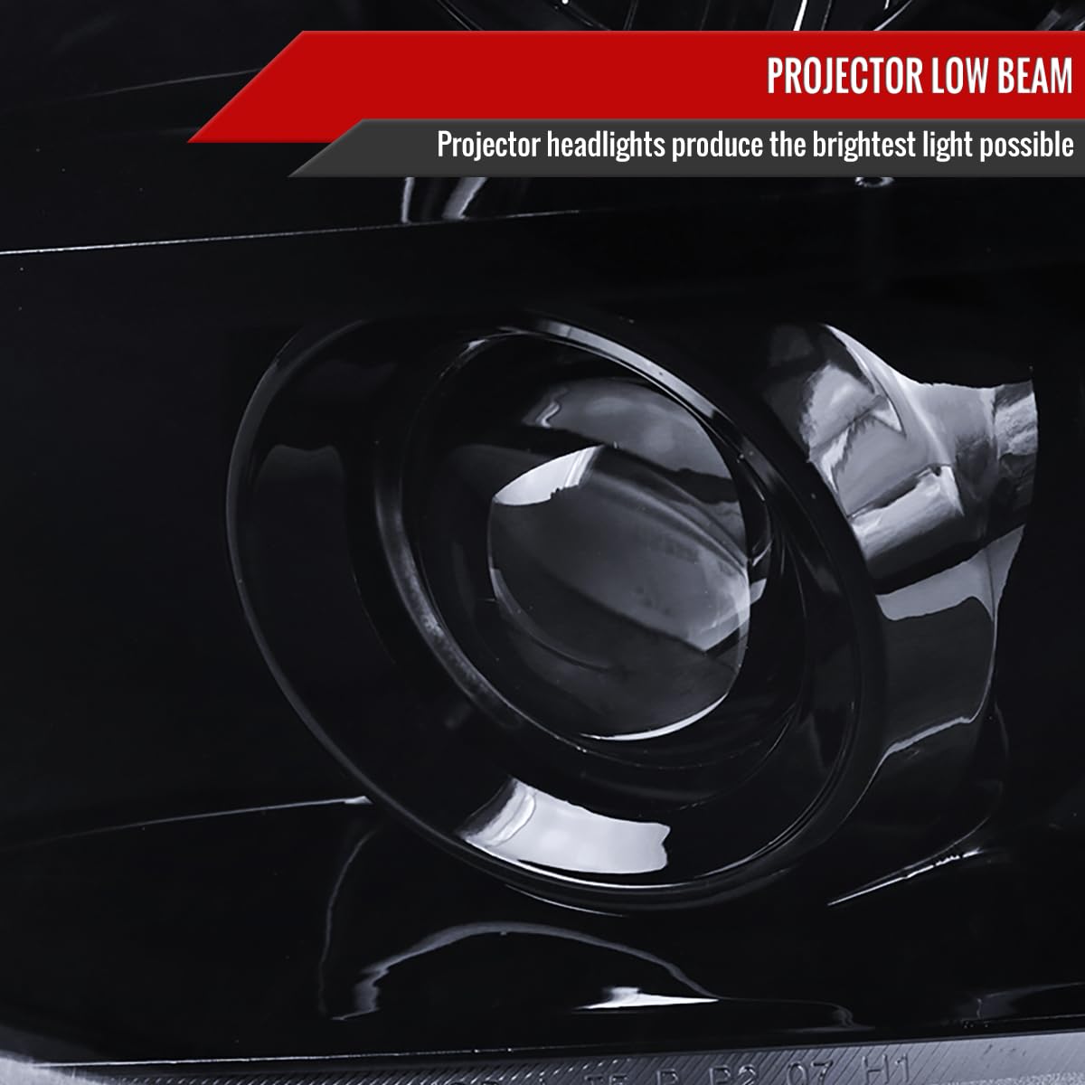 2007-2014 Glossy Black Piano LED Projector Headlights - Tinted Lens for Enhanced Night Visibility - Perfect for Car Upgrades & Night Driving Safety