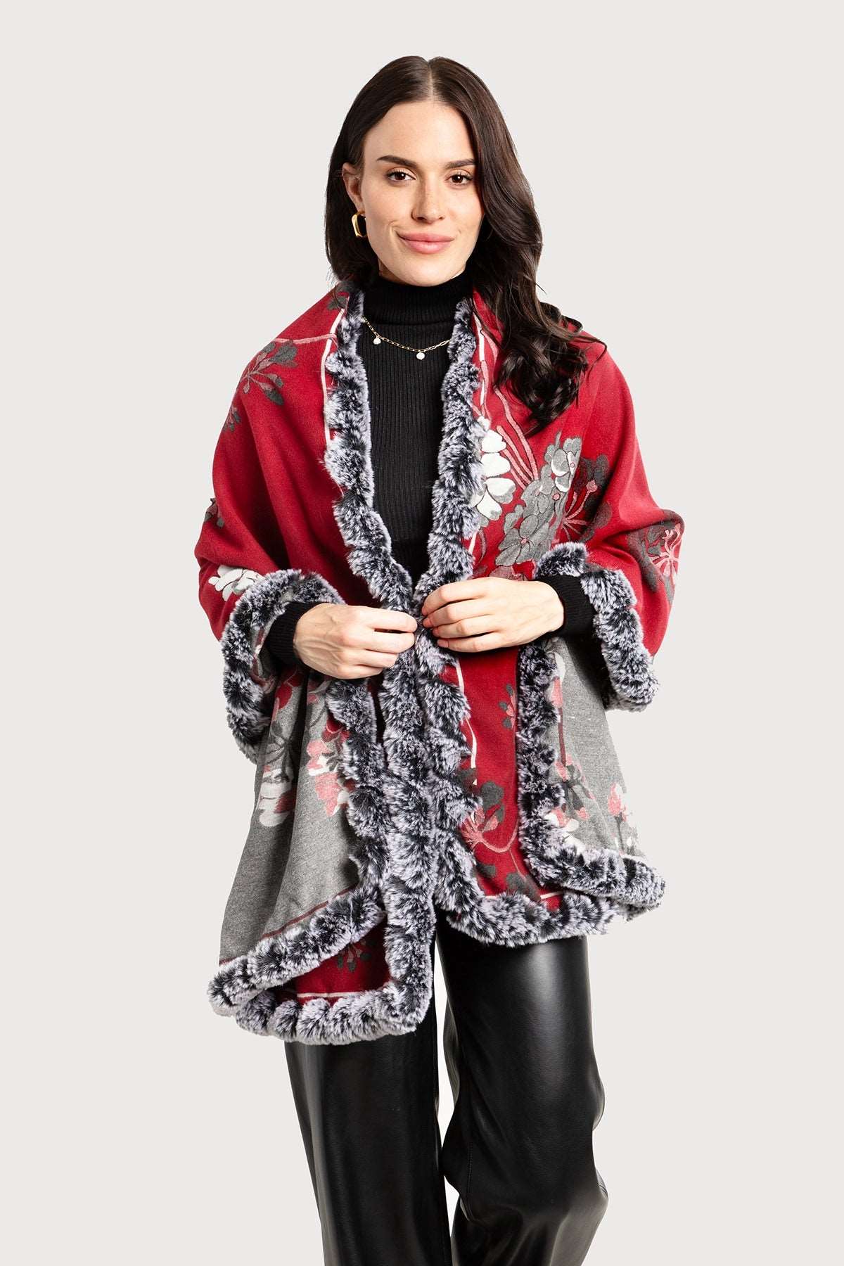 Stylish Floral Faux Fur Scarf - Soft Winter Fashion Accessory for Women - Perfect for Cold Weather, Outdoor Activities, and Holiday Outfits