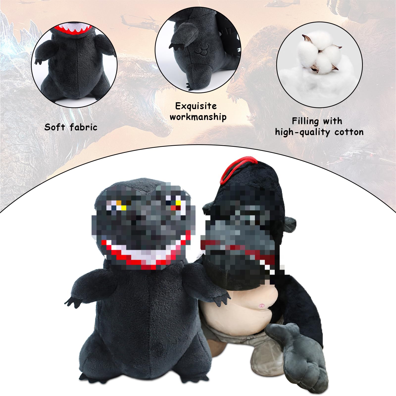 CLVSYH Godzilla vs King Kong Stuffed Animal Plush Toy - 25cm King Kong Soft Toy for Kids, Birthday Party Favors, Christmas Gifts & Collectibles - Perfect for Movie Nights, Bedtime Companions & Superhero Playtime