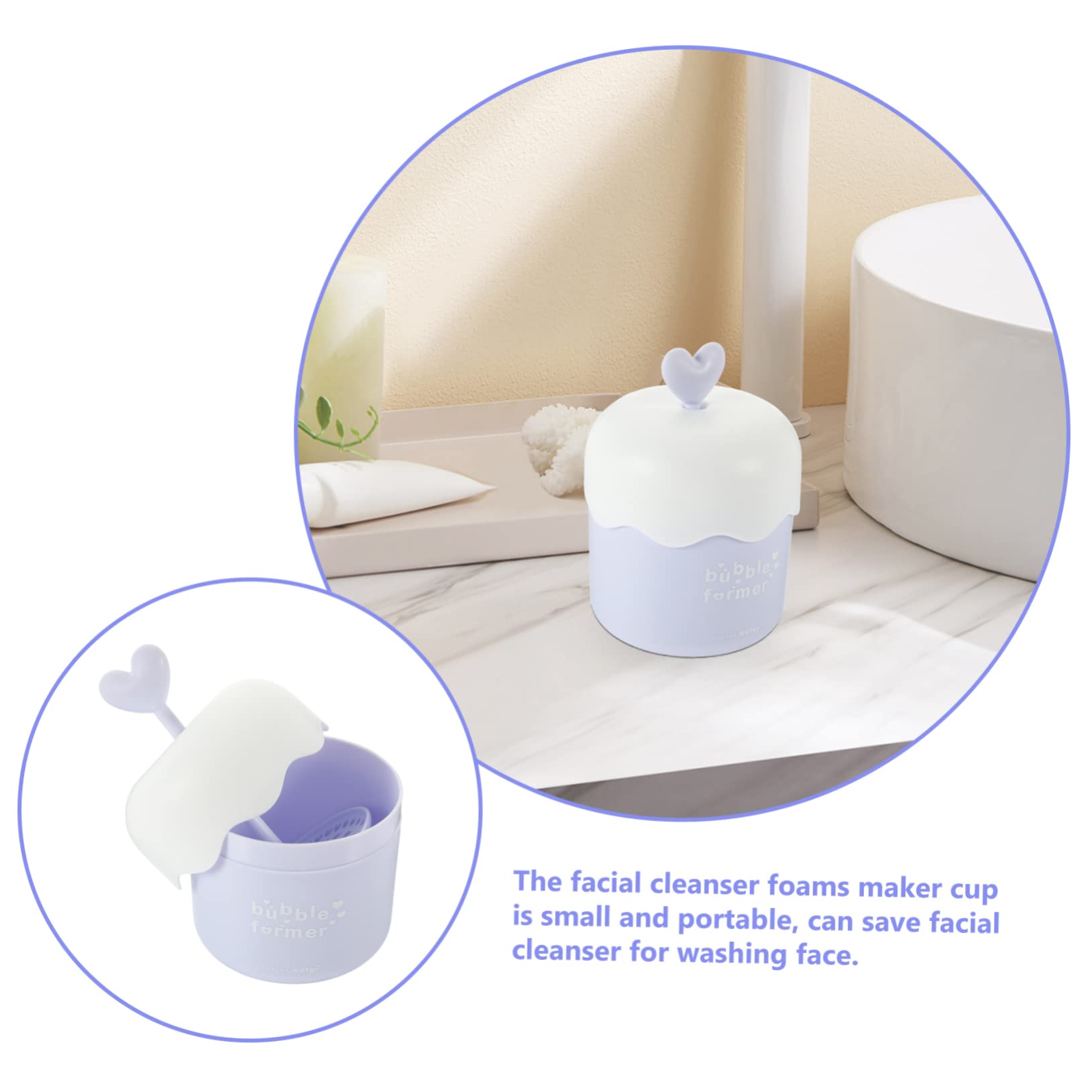 FRCOLOR Portable Face Bubble Maker & Foam Maker for Face Wash - 2 Pack Set - Easy to Clean - Perfect for Travel, Spa Days & Gentle Skin Cleansing