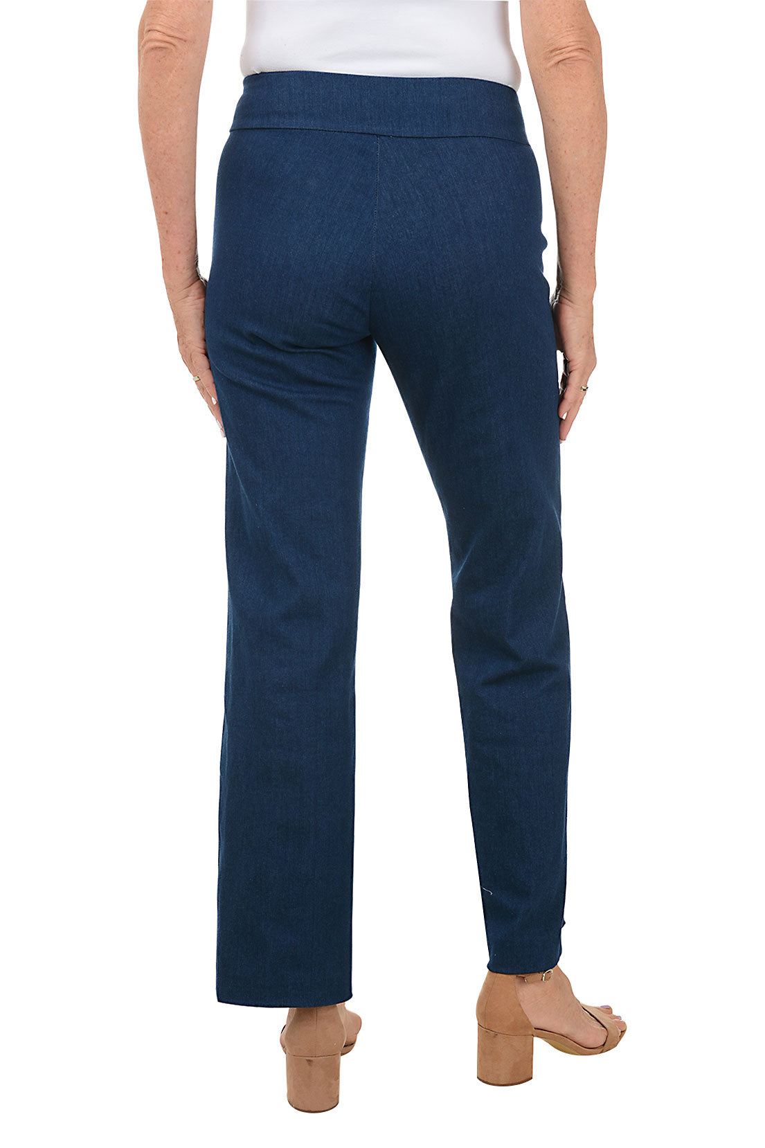 Flared Denim Pull On Pants for Women - High Waisted Stretch Jeans with Comfortable Elastic Waistband | Perfect for Casual Outfits, Date Nights & Boho Style