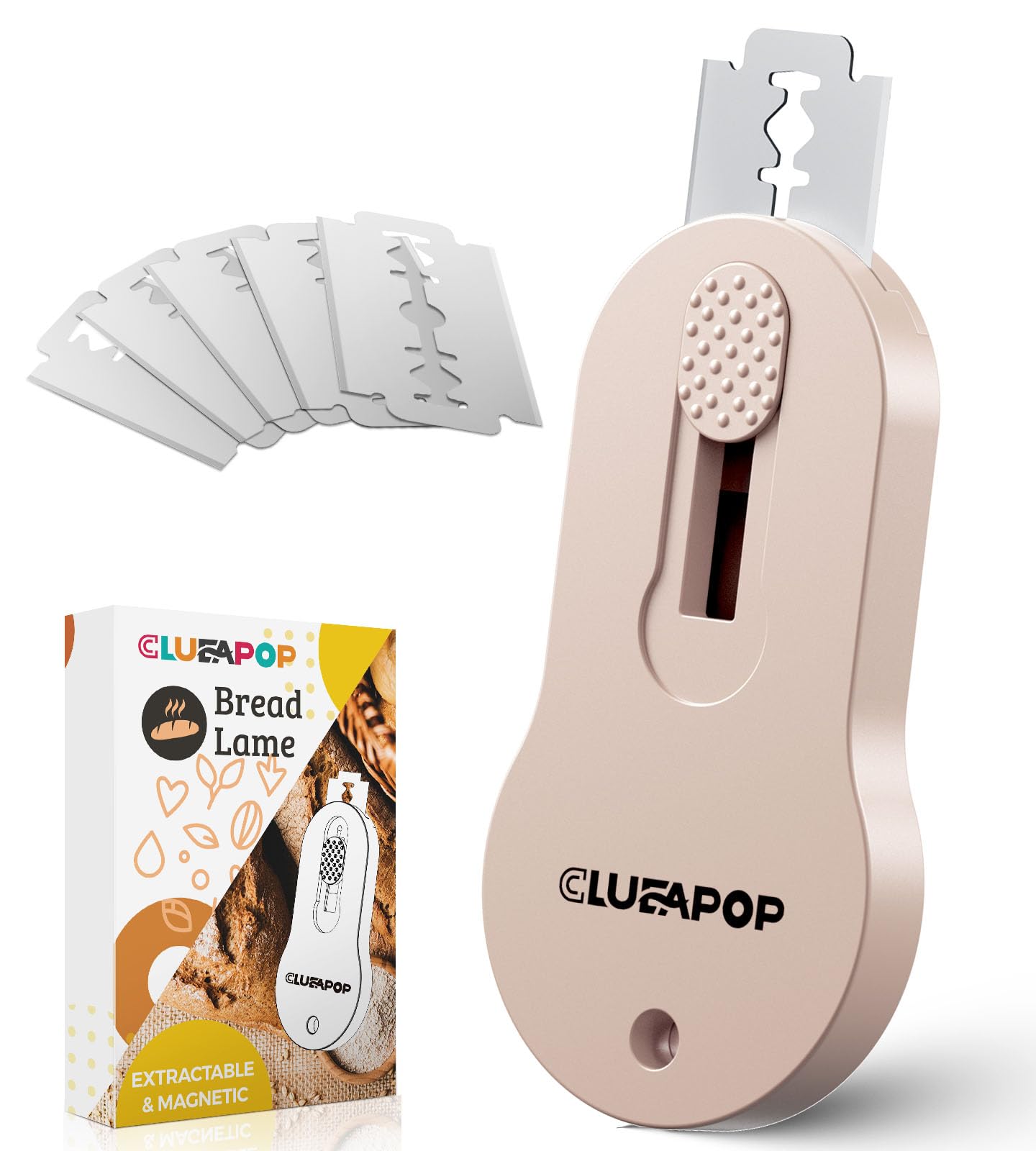 Professional Sourdough Bread Lame - Extendable Magnetic Dough Scoring Tool with 5 Razor Blades & Patterns Booklet - Perfect for Artisan Sourdough Baking, Homemade Bread Scoring, and Bakery Use