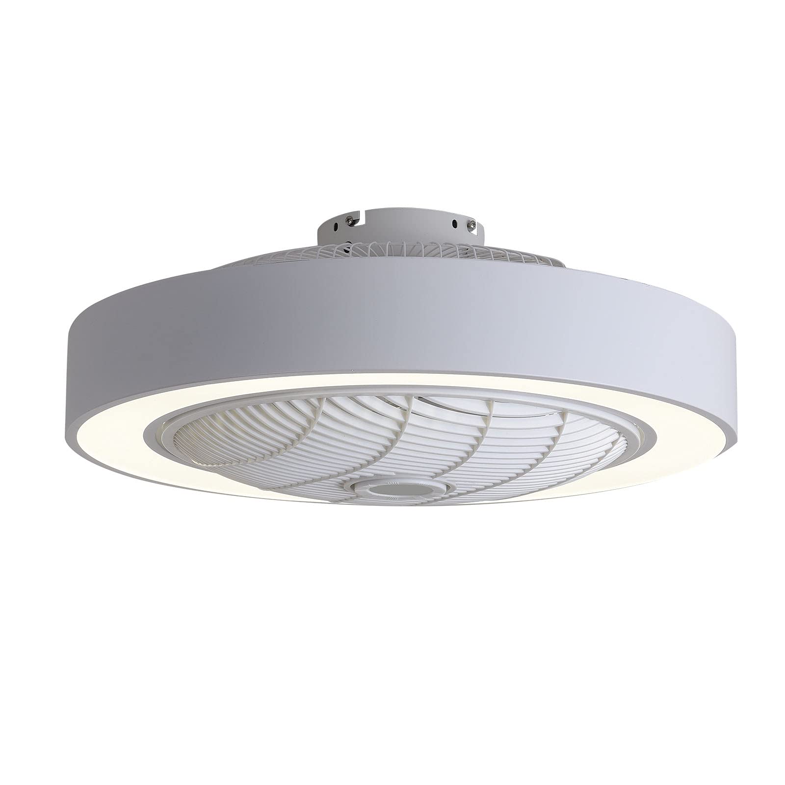 22 Inch Modern LED Ceiling Fan with Light - 3 Color Temperatures & 3 Speed Settings, Remote Control, Acrylic Blades, Metal Housing - Semi Flush Mount for Low Profile Rooms (White) - Perfect for Bedrooms, Living Rooms, and Home Offices