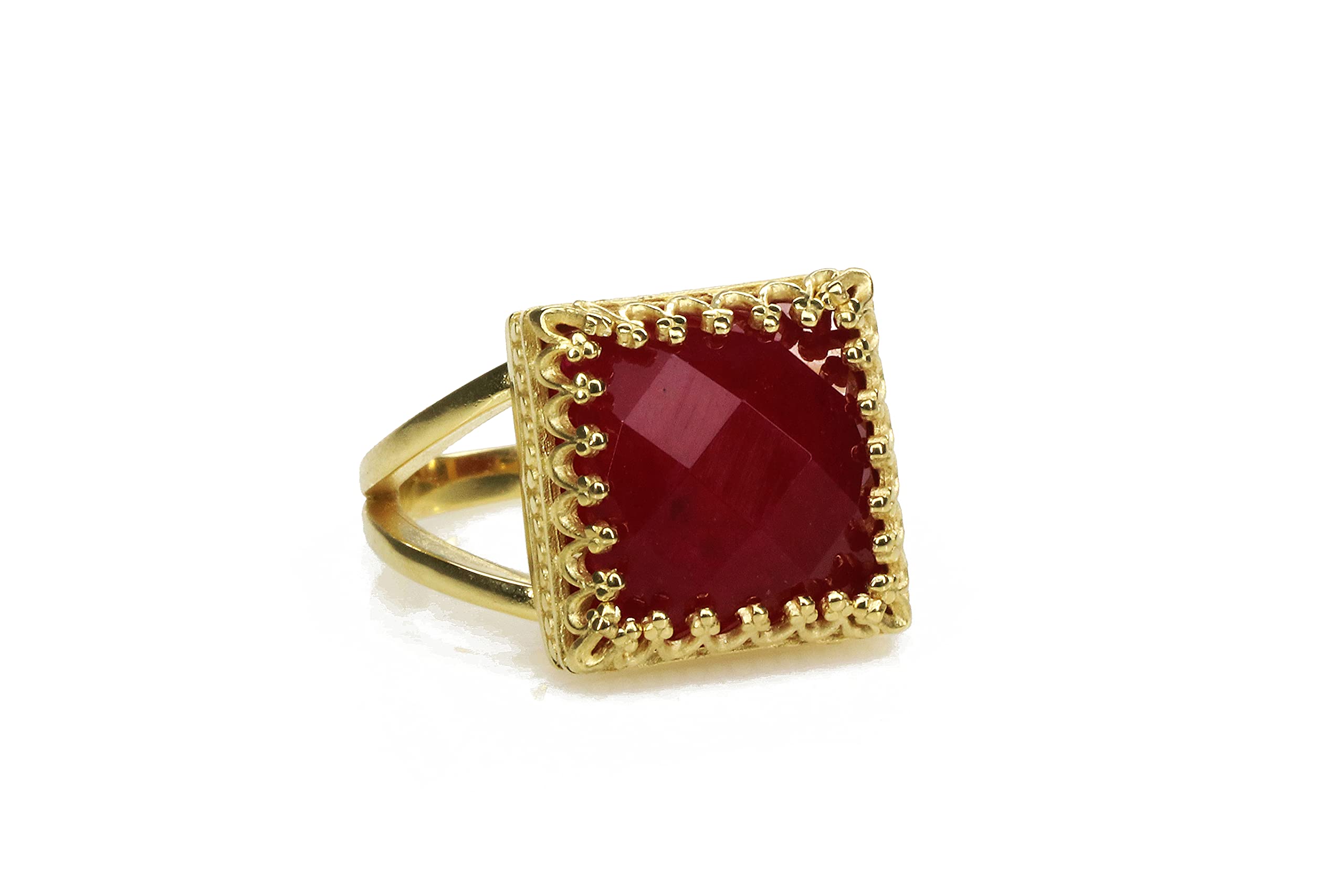 Handmade 925 Sterling Silver Square Jade Ring for Women - Anemone Jewelry, Semiprecious Gemstone Birthstone Ring - Custom Size Statement Jewelry for Everyday Wear, Gift Giving & Special Occasions