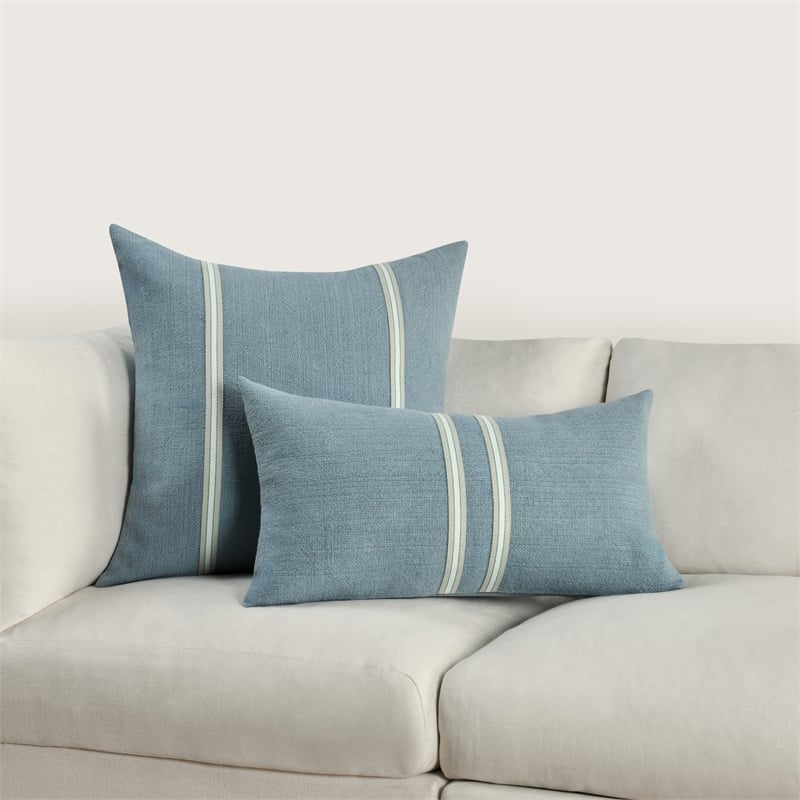 Villa Curtis Blue Decorative Throw Pillow 14x26 Inches - Soft Couch Cushion for Living Room, Bed, Sofa - Home Decor Accent Pillow (2 in Stock)